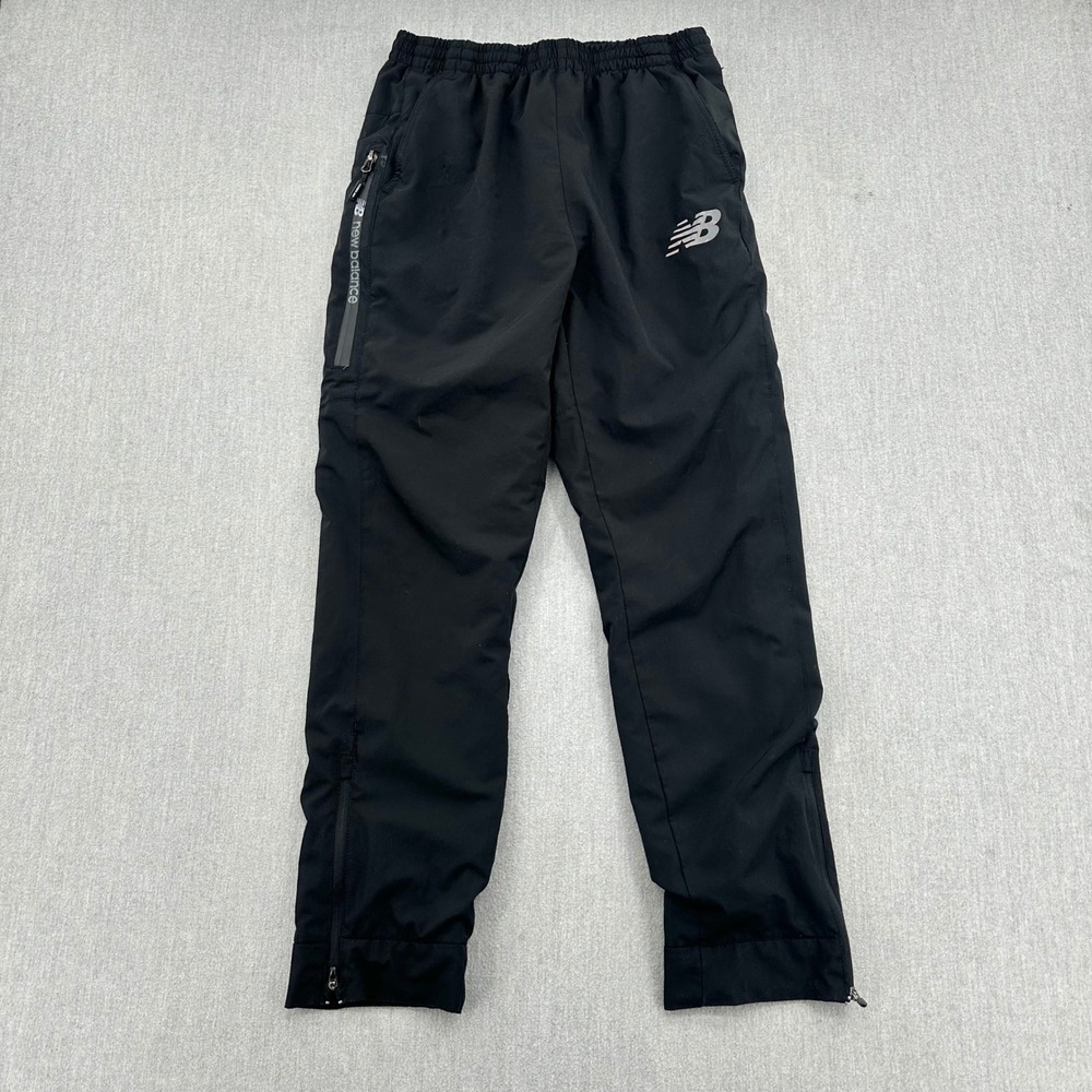 New Balance Pants Mens Medium Black Athletic Track Windbreaker Ankle Zip Lined